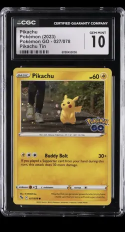 PERFECT GALAXY SWIRL CGC 10 2022 Pokemon Go #027 Pikachu Holo Cosmos BGS PSA - Image 2