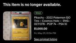 PERFECT GALAXY SWIRL CGC 10 2022 Pokemon Go #027 Pikachu Holo Cosmos BGS PSA - Image 3