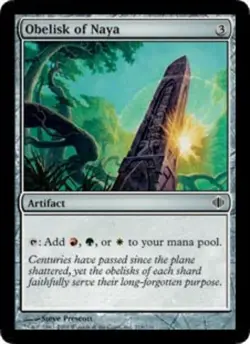 1x Obelisk of Naya - Foil MTG - Shards of Alara - Light Play - Image 1