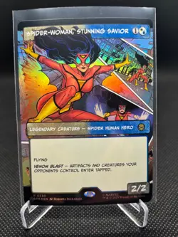 1x Spider-Woman, Stunning Savior - Foil Extende NM Eng MTG - Marvel's Spider-Man - Image 1