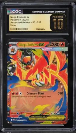 CGC 10 Pristine ENGLISH Mega Emboar ex 031/217 Ascended Heroes Pokemon Holo - Image 1