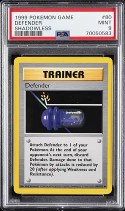 1999 POKEMON GAME SHADOWLESS #80 DEFENDER PSA 9 - Image 1