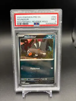 2025 POKEMON PRE EN-PRISMATIC EVOLUTIONS MASTER BALL REVERSE HOLO HOUNDOUR PSA 9 - Image 1