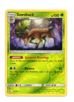 Pokemon Cosmic Eclipse Sawsbuck Card Holo Rare,Holo #16/236 - Image 1