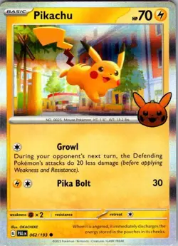Pikachu 062/193 Trick or Trade BOOster 2023 Pokemon Holo Near Mint - Image 1