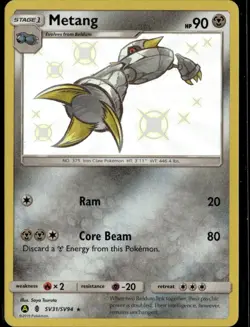 Metang Shiny Holo Rare Hidden Fates: Shiny Vault SV31/SV94 Metal Holo Pokemon Ca - Image 1