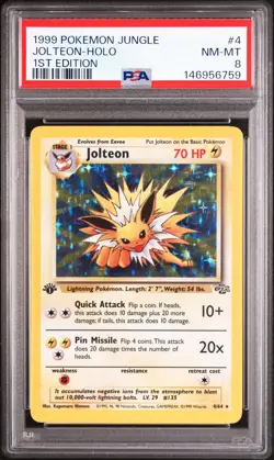 1999 POKEMON JUNGLE 1ST EDITION #4 JOLTEON-HOLO PSA 8 - Image 1