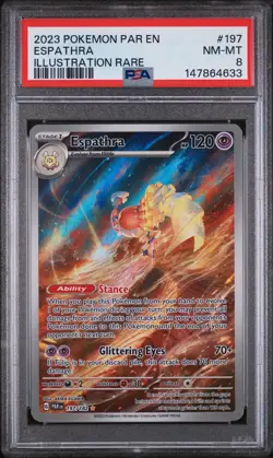 2023 POKEMON PAR EN-PARADOX RIFT ILLUSTRATION RARE #197 ESPATHRA PSA 8 - Image 1
