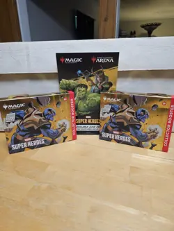 2 Magic the Gathering Marvel Super Heroes Collectors Boosters LOT OF 2 PACKS! - Image 1