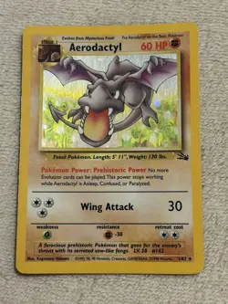WotC Pokemon TCG Aerodactyl 1/62 Fossil Holo Rare English Stage 1 60 HP 1999 - Image 1