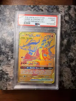 2021 Pokemon Premium Collection Promo Reshiram & Charizard Gx #SM247 PSA 9 - Image 1