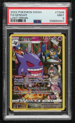 Full Art - Gengar Pokemon Sword & Shield Lost Origin Trainer Gallery PSA 9 MINT - Image 1
