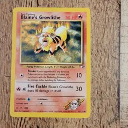 Blaine's Growlithe NM 35/132 Gym Heros Vintage Pokemon Trading Card WOTC TCG - Image 1