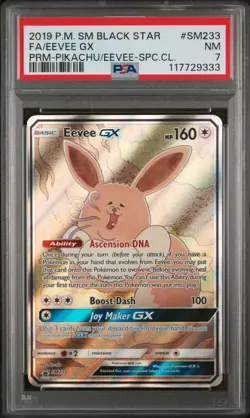 2019 POKEMON SM BLACK STAR PROMO EEVEE GX #SM233 PSA 7 NM #117729333 - Image 1