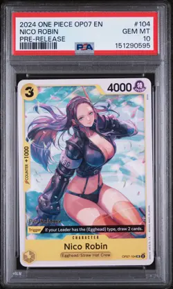 2024 ONE PIECE OP07-500 YEARS IN THE FUTURE PRE-RELEASE #104 NICO ROBIN PSA 10 - Image 1