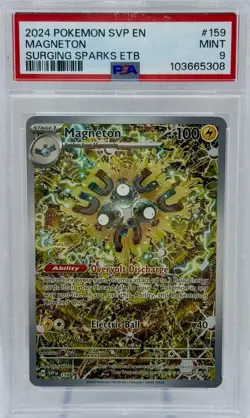 2024 Pokemon SVP EN-SV Surging Sparks ETB Black Star Promo #159 Magneton PSA 9 - Image 1