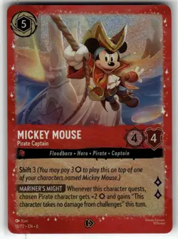 Mickey Mouse - Pirate Captain 18 Disney Lorcana Promo Cards Lorcana Holo NM - Image 1