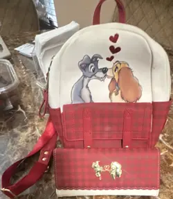 Loungefly Disney Lady & the Tramp Mini Backpack & Matching Wallet, Red/White - Image 1