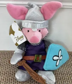 NWT Disney Store Piglet Dressed As Knight Plush Bean Toy 2001 The Fierce Piglet - Image 1