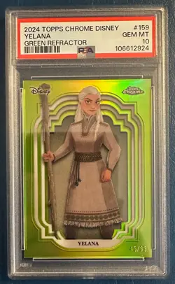 2024 TOPPS CHROME DISNEY YELANA GREEN REFRACTOR #/99 GRADED PSA 10 FROZEN - Image 1