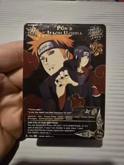 Naruto CCG Pain & Itachi Uchiha Card Super Rare Foil English 1st edition - Image 1