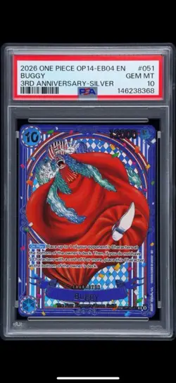 Buggy Op14 Silver PSA 10 One Piece Card - Image 1