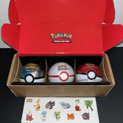Pokemon TCG: Poke Ball Tin 3-Pack Bundle Factory Sealed Pokeball Set - Image 1