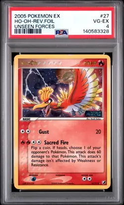 Pokemon Ho-Oh Unseen Forces Reverse #27 Graded Card PSA 4 - Image 1