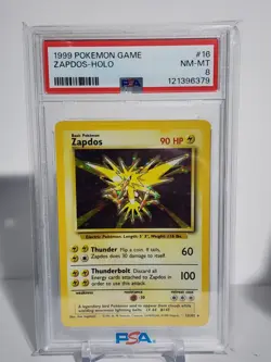 1999 Pokemon Game Zapdos Holo Base Set 16/102 PSA 8 NM MT - Image 1