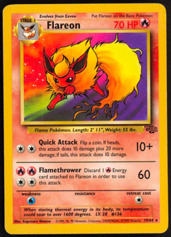 Pokemon Flareon Unlimited Rare 1999 Jungle 19/64 (MP) - Image 1