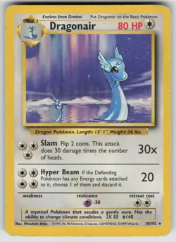 Dragonair 18/102 Rare Base Set Unlimited Pokemon Heavily Played - Image 1