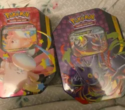 Pokemon TCG Mega Evolution Tin Lot (2) Gengar & Clefable Moonlight Tins - Image 1