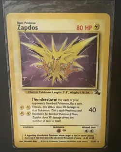VTG Pokemon TCG Zapdos Fossil 15/62 Holo Unlimited Rare WOTC NICE LOOK!! - Image 3