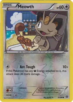 4x Lightly Played Meowth - 61/98 - Common - Reverse Holo Pokemon Ancient Origins - Image 1