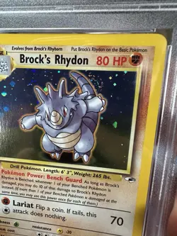 Pokemon 2000 Brock's Rhydon Holo + Swirl! 2/132 PSA 8 - Image 3