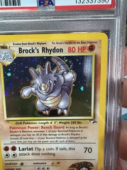 Pokemon 2000 Brock's Rhydon Holo + Swirl! 2/132 PSA 8 - Image 4