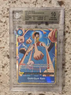 2025 ONE PIECE THE BEST PREMIUM VOL 2 OP-02068 GUM-GUM RAIN ALT ART BGS 10 - Image 1