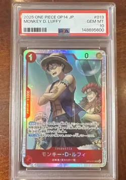 Monkey.D.Luffy One Piece PSA 10 JPN OP14-013 The Azure Sea's Seven Gem Low Pop! - Image 1