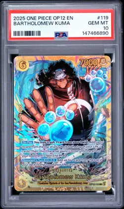 PSA 10 Bartholomew Kuma One Piece OP12-119 Legacy of the Master Foil SR - Image 1