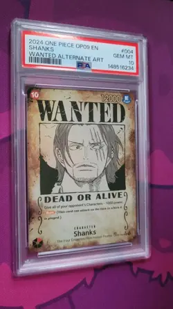 One Piece TCG Wanted Shanks OP09-004 SP Alt Art English Holo PSA 10 2024 - Image 1