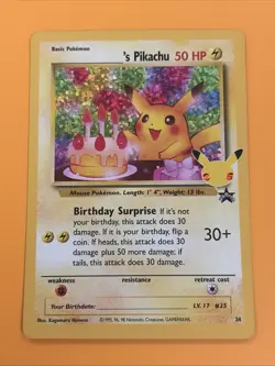 Pokemon Birthday Pikachu 24/53 Celebrations Classic Collection Holo NM - Image 1