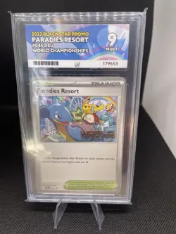 Pokemon Card Paradise Resort 2023 German SVP 045 Black Star Promo Ace Graded 9 - Image 1