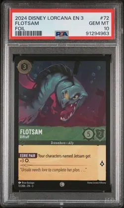 2024 Disney Lorcana EN3 Flotsam Riffraff FOIL PSA 10 GEM #72 Little Mermaid - Image 1