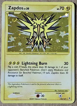 Zapdos Platinum Supreme Victors HOLO Secret Rare Pokemon 150/147 Swirl - Image 1