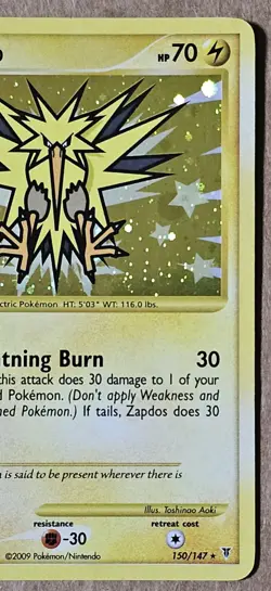 Zapdos Platinum Supreme Victors HOLO Secret Rare Pokemon 150/147 Swirl - Image 3