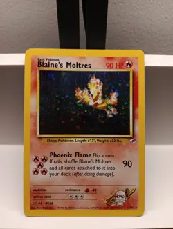 Blaine's Moltres Holo Rare Gym Heroes 2000 Pokemon Card TCG LP-MP Condition - Image 1