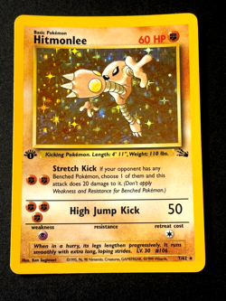 Hitmonlee 7/62 1st edition Fossil (1999) Vintage WOTC Holo Rare - MP/HP Card - Image 1