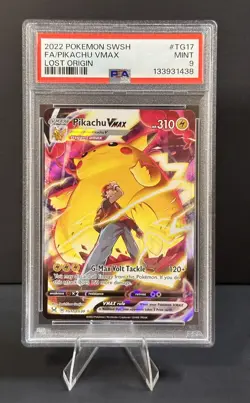 PSA 9 Pikachu VMAX Lost Origin TG17/TG30 Holo Pokemon Card FA Trainer Gallery - Image 1