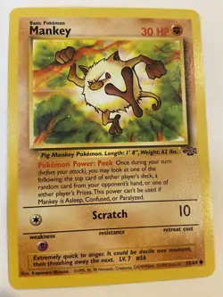 1999 TCG Mankey 55/64 Common Jungle Set Unlimited WOTC Trading Card LP/NM - Image 1