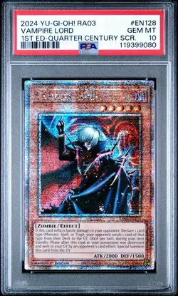 2024 YU-GI-OH! RA03-QUARTER CENTURY BONANZA #EN128 VAMPIRE LORD PSA 10 - Image 1
